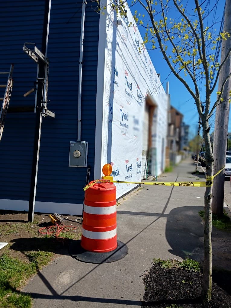 Commercial building blue exterior painting in New Bedford MA - commercial painting services