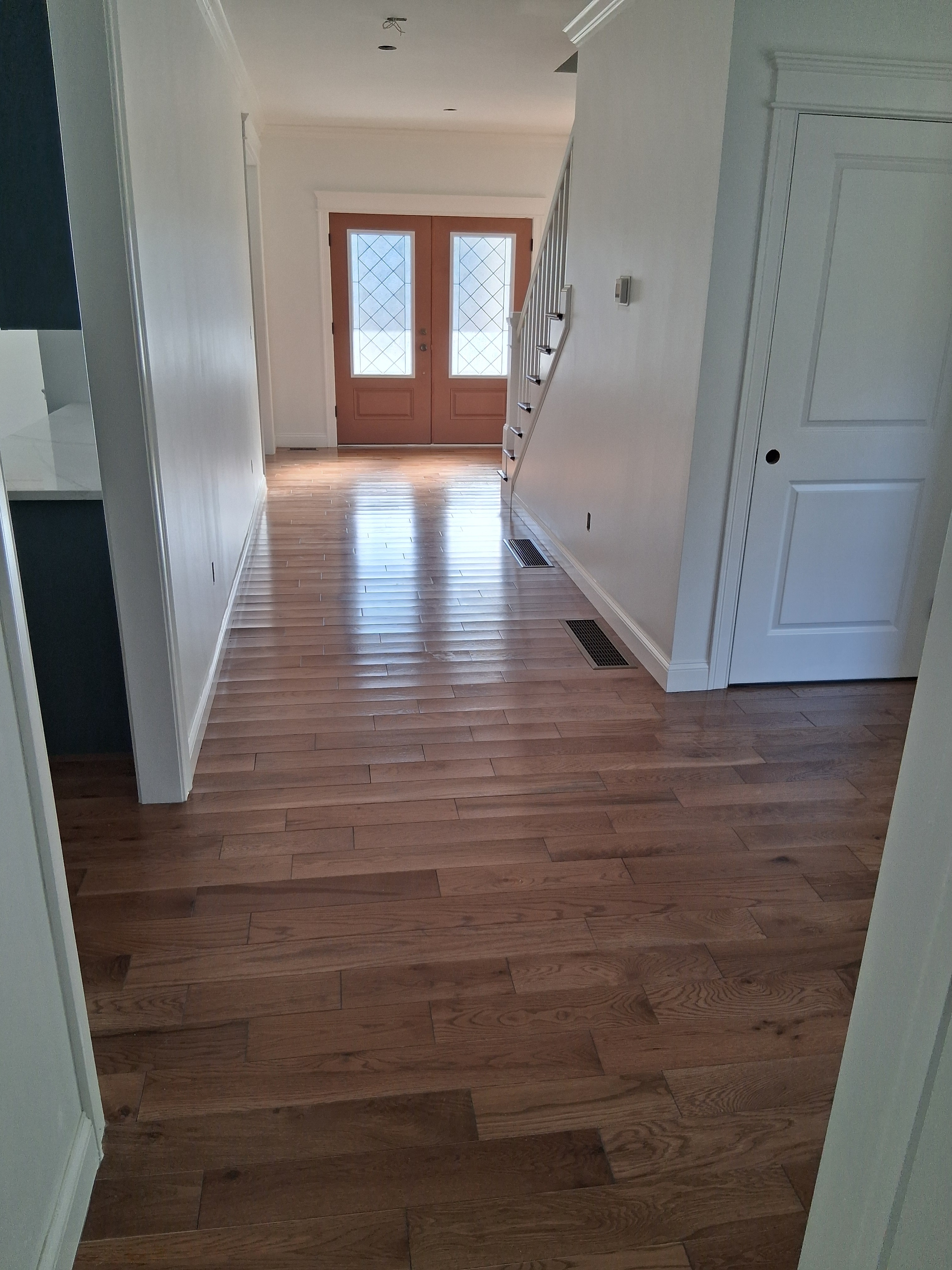 Interior hallway with fresh white paint